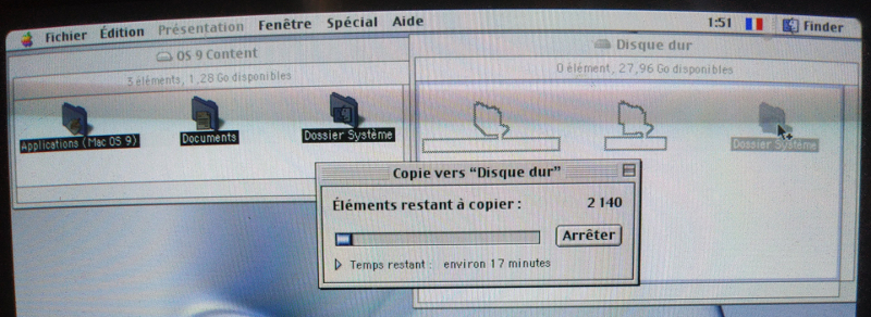 copier contenu clé USB Mac OS 9 vers disque dur
