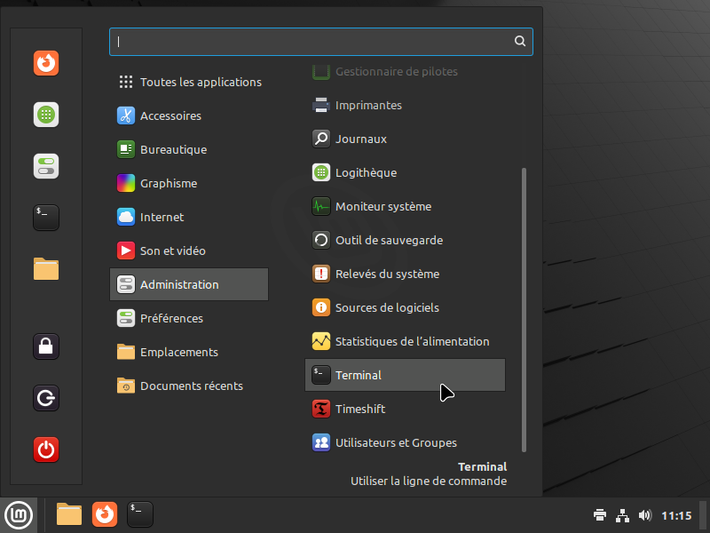 menu Linux Mint - Terminal
