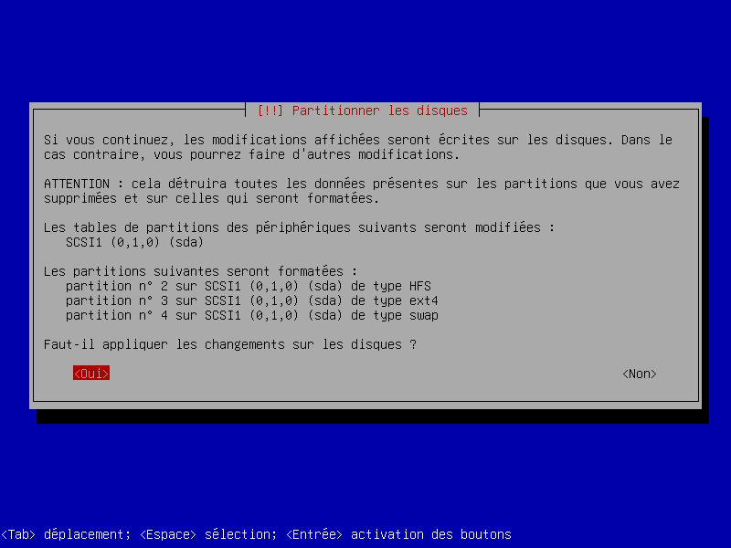 Écriture des tables de partitions