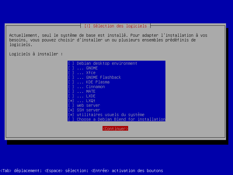 Choix ds logiciels à installer